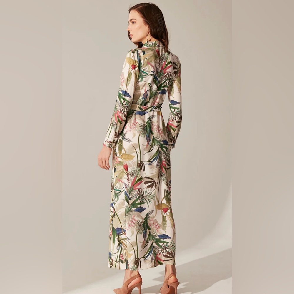 Studio F Floral & Lace Tie Front Cardigan with Balloon Sleeves